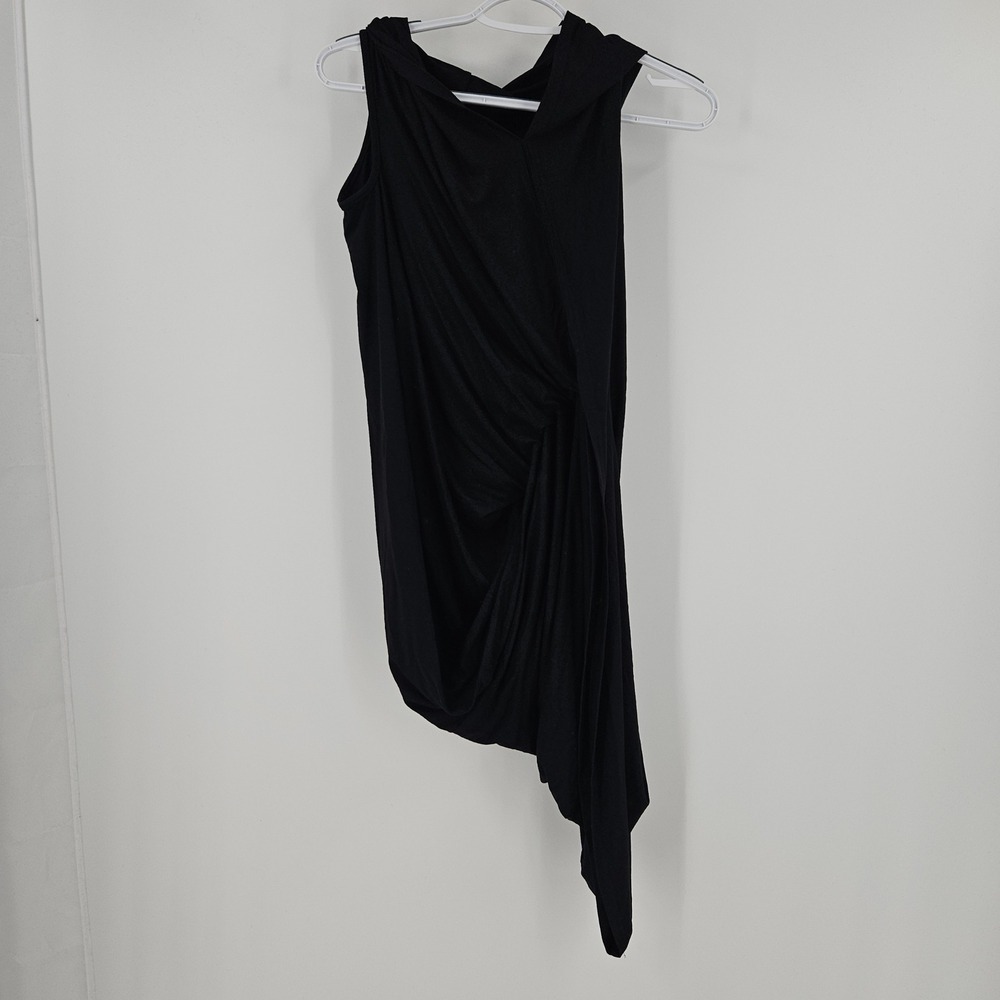 Aakasha Asymmetrical Sleeveless Tunic Top Black Draped Avant Garde NWT Size S